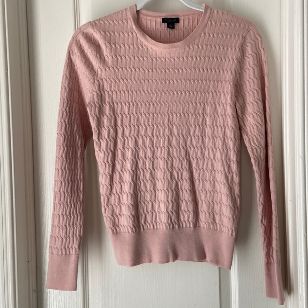 Ann Taylor, small, rose pink, long sleeves, 79% cotton top